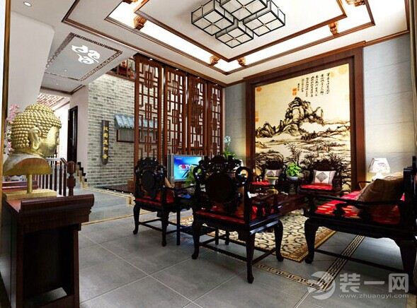 中式风格loft户型装修案例图