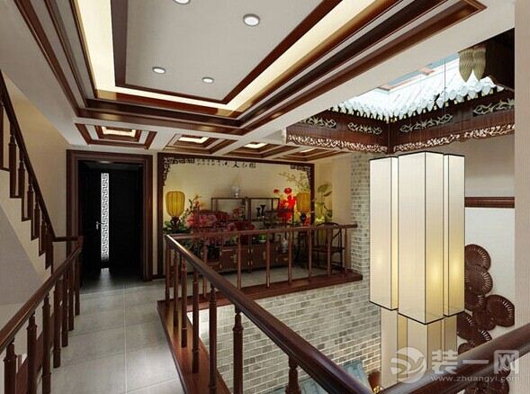 中式风格loft户型装修案例图